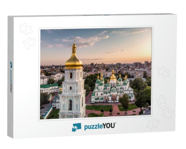Bell Tower & Saint Sophias Cathedral Shot At Dusk Kiev, U... Jigsaw Puzzle