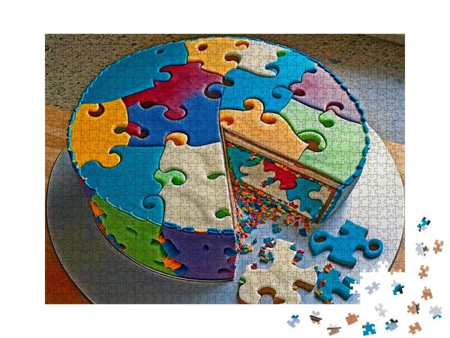 Puzzle Shapes on a Frosted Cake for Fun Eating on any Occasion Jigsaw Puzzle with 1000 pieces