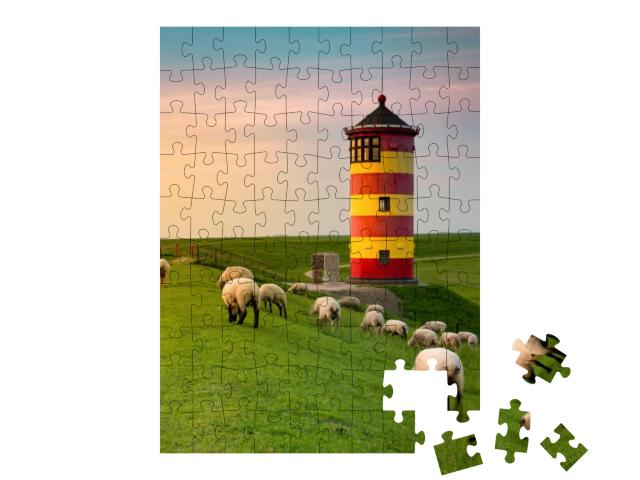 A Beautiful Lighthouse on the East Frisian Coast... Jigsaw Puzzle with 100 pieces