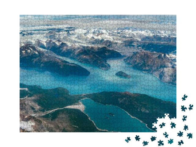 Beautiful Aerial View of the Fjords While Flying from Anc... Jigsaw Puzzle with 1000 pieces