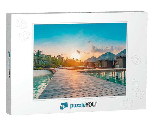 Sunset on Maldives Island, Luxury Water Villas Resort & W... Jigsaw Puzzle