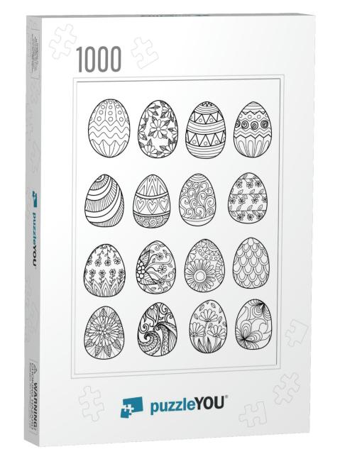 Hand Drawn Easter Eggs for Coloring Book for Adult & Desi... Jigsaw Puzzle with 1000 pieces