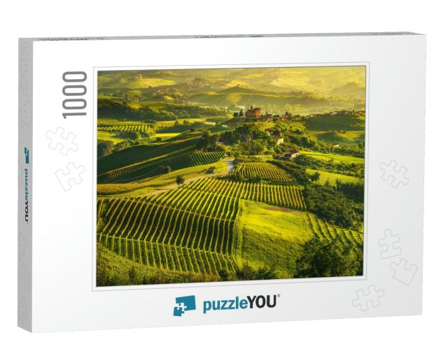 Langhe Vineyards Sunset Panorama, Grinzane Cavour, UNESCO... Jigsaw Puzzle with 1000 pieces