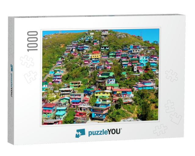 Colorful Houses in Aerial View, La Trinidad, Benguet, Phi... Jigsaw Puzzle with 1000 pieces
