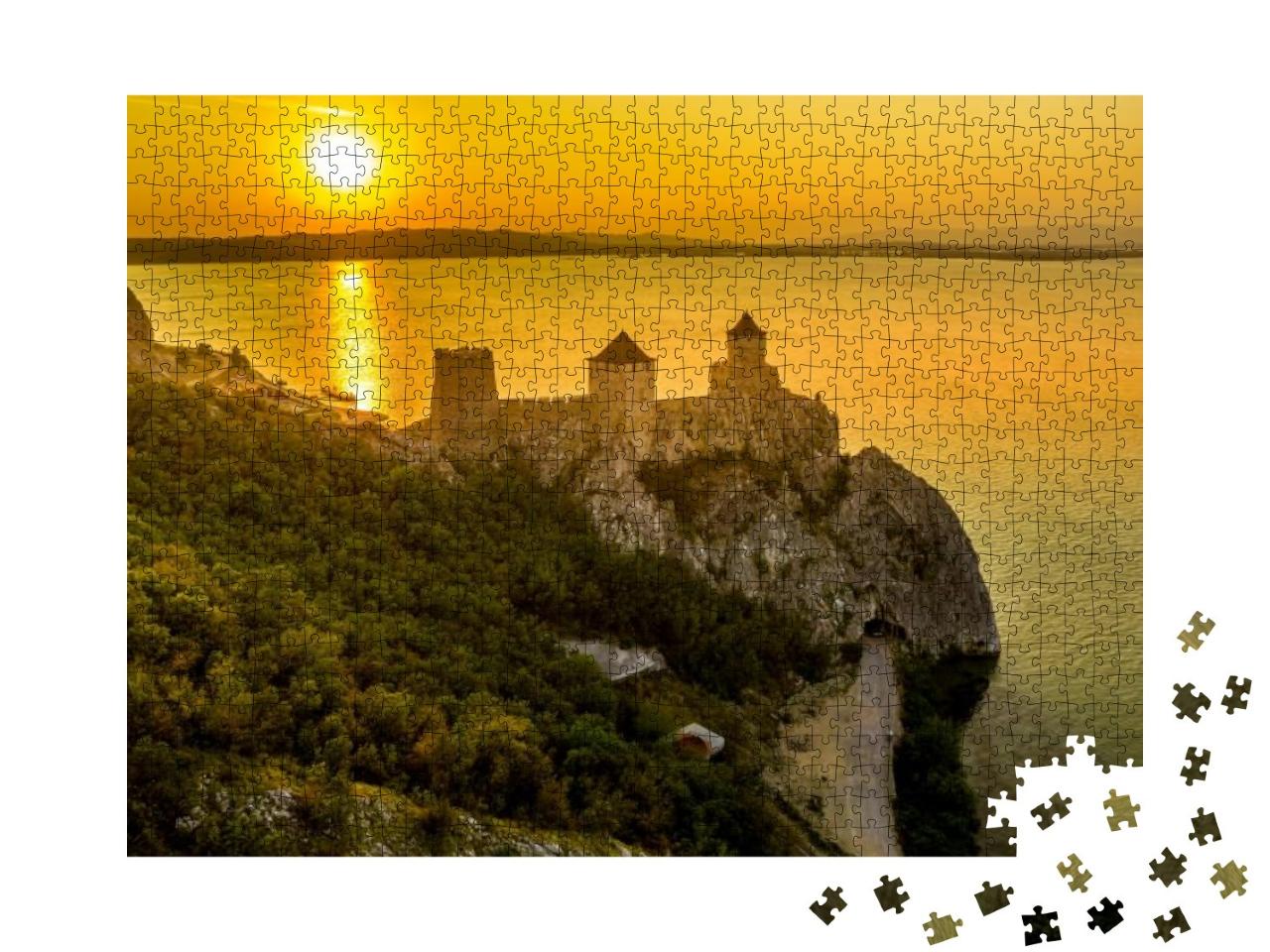 Silhouette of Golubac Castle During Sunset in Serbia Alon... Jigsaw Puzzle with 1000 pieces