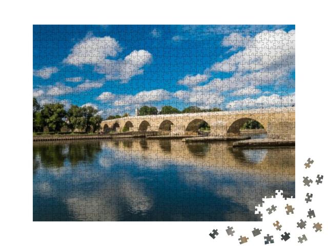 Regensburg 2019. Danube & Stone Bridge in Long Exposure... Jigsaw Puzzle with 1000 pieces