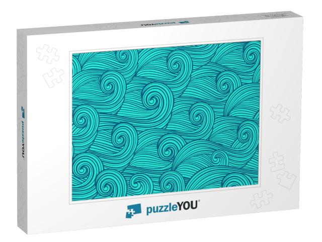 Abstract Ocean Waves. Hand Drawn Seamless Texture. Vector... Jigsaw Puzzle