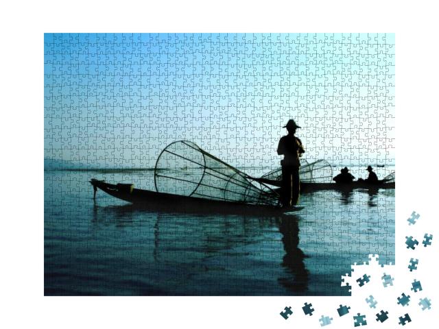 Fishermen on Water... Jigsaw Puzzle with 1000 pieces