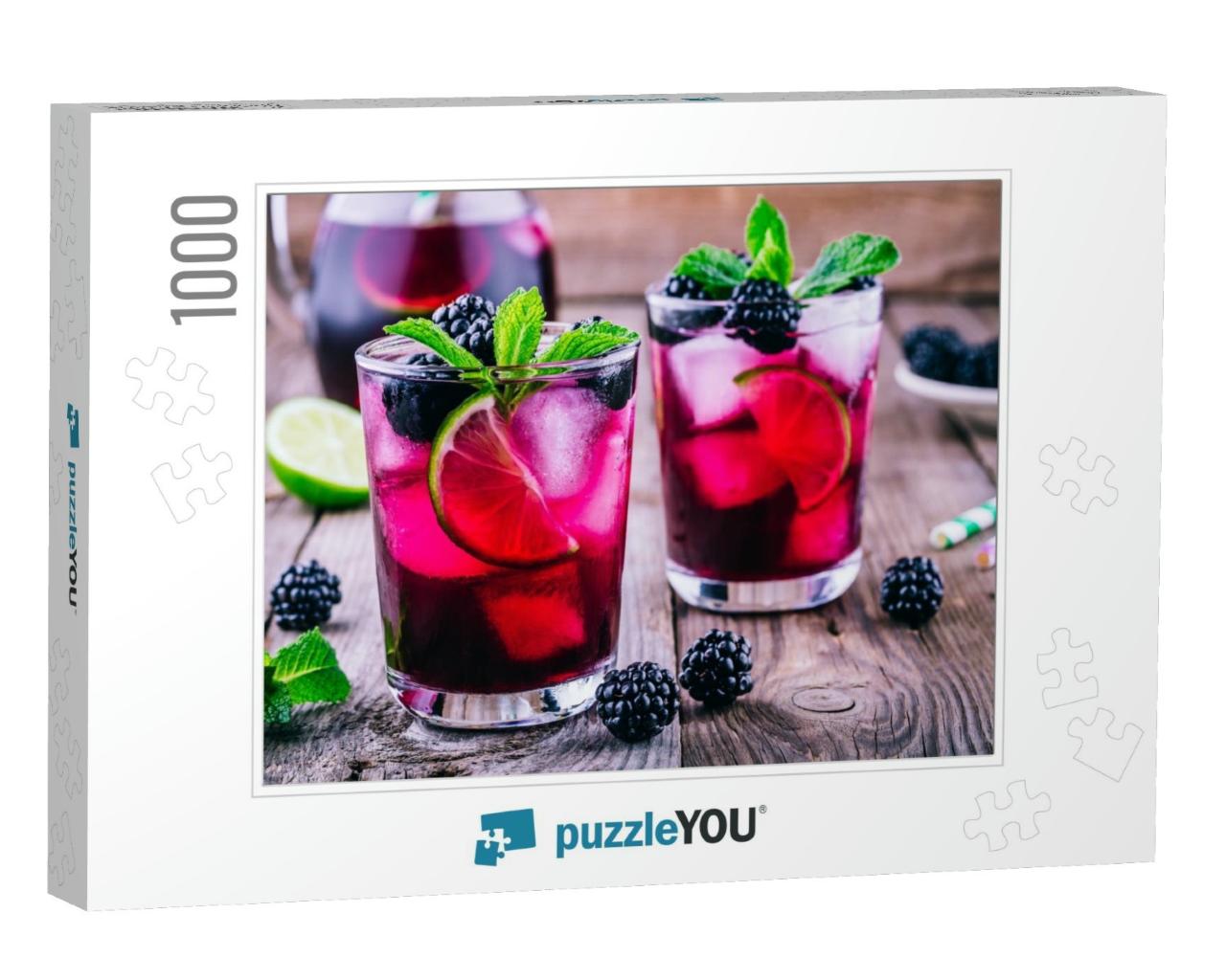 Blackberry Lemonade Cold with Lime, Mint & Ice... Jigsaw Puzzle with 1000 pieces