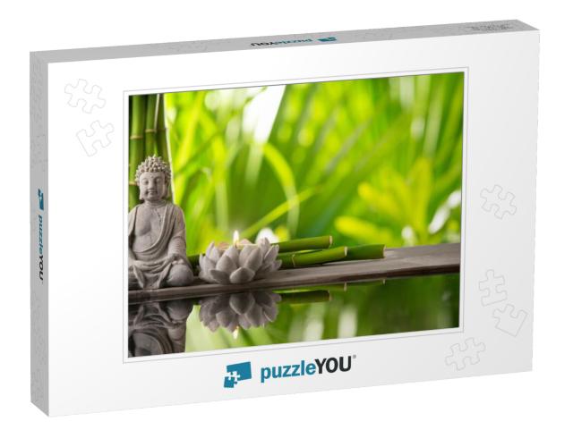 Buddha in Meditation with Burning Candle... Jigsaw Puzzle