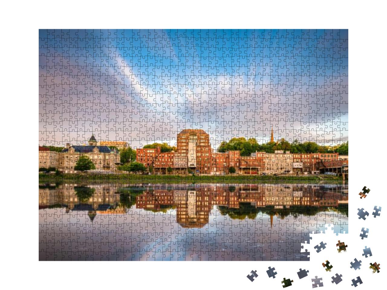 Augusta, Maine, USA Downtown Skyline on the Kennebec River... Jigsaw Puzzle with 1000 pieces