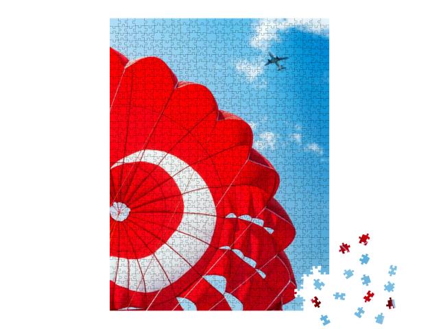 Parachute & Airplane on Blue Sky... Jigsaw Puzzle with 1000 pieces