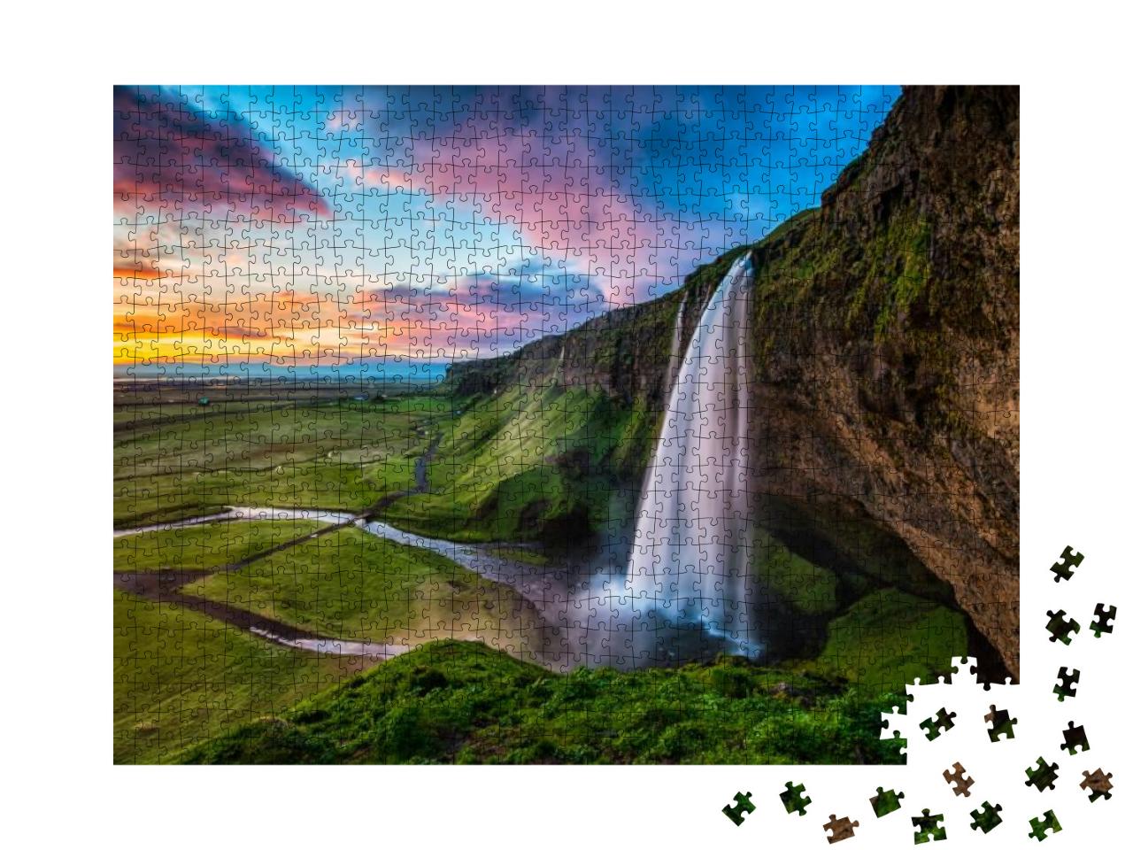 Seljalandsfoss - Seljalandsfoss is Located in the South R... Jigsaw Puzzle with 1000 pieces