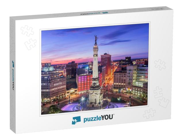 Indianapolis, Indiana, USA Skyline Over Monument Circle At... Jigsaw Puzzle