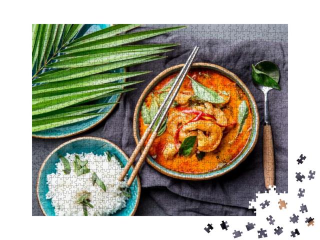 Thai Shrimps Red Curry. Thailand Tradition Red Curry Soup... Jigsaw Puzzle with 1000 pieces