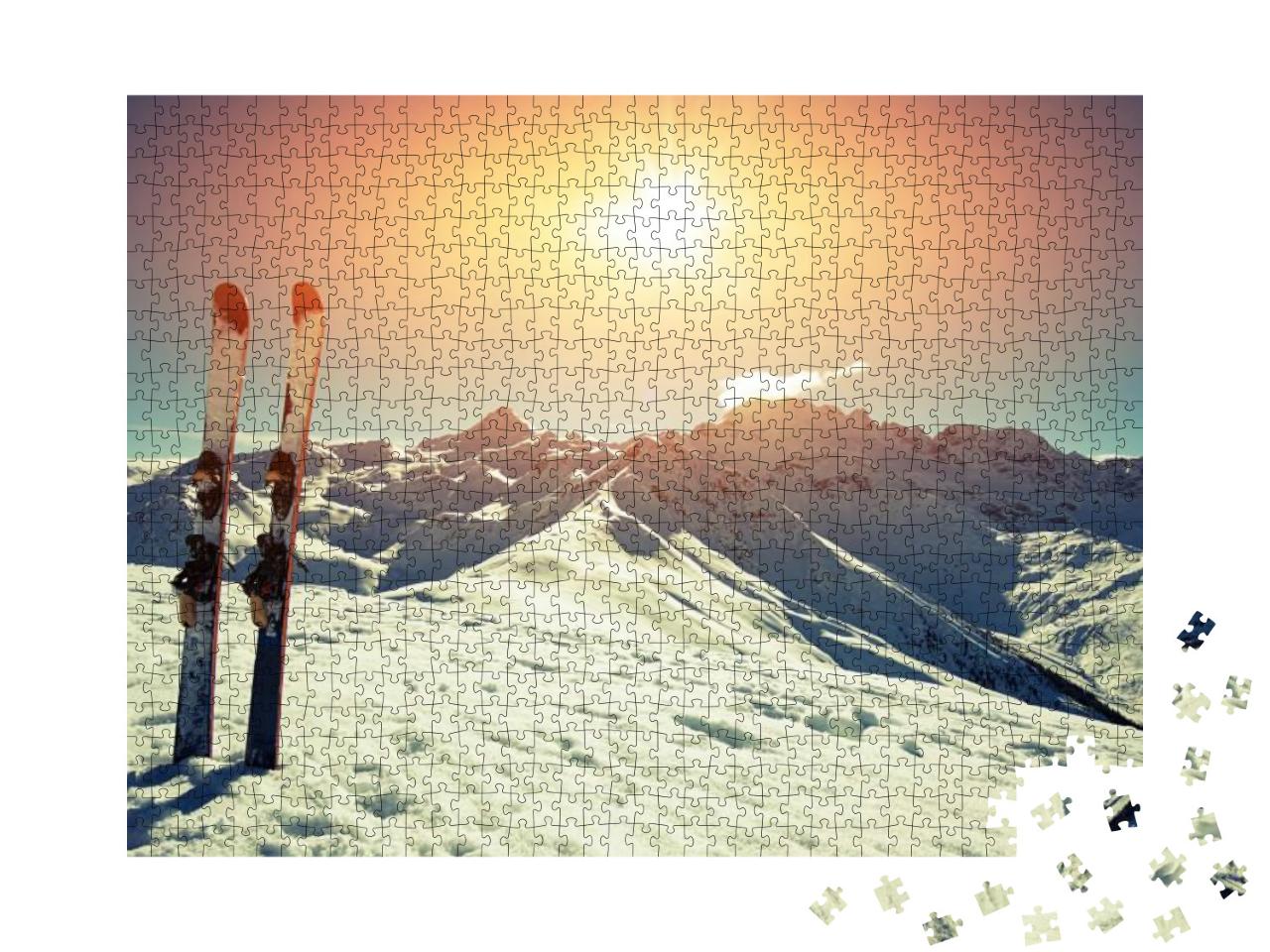 Skis in Snow At Mountains... Jigsaw Puzzle with 1000 pieces