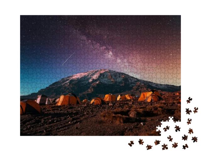 Beautiful View of the Milky Way Over Mount Kilimanjaro, T... Jigsaw Puzzle with 1000 pieces