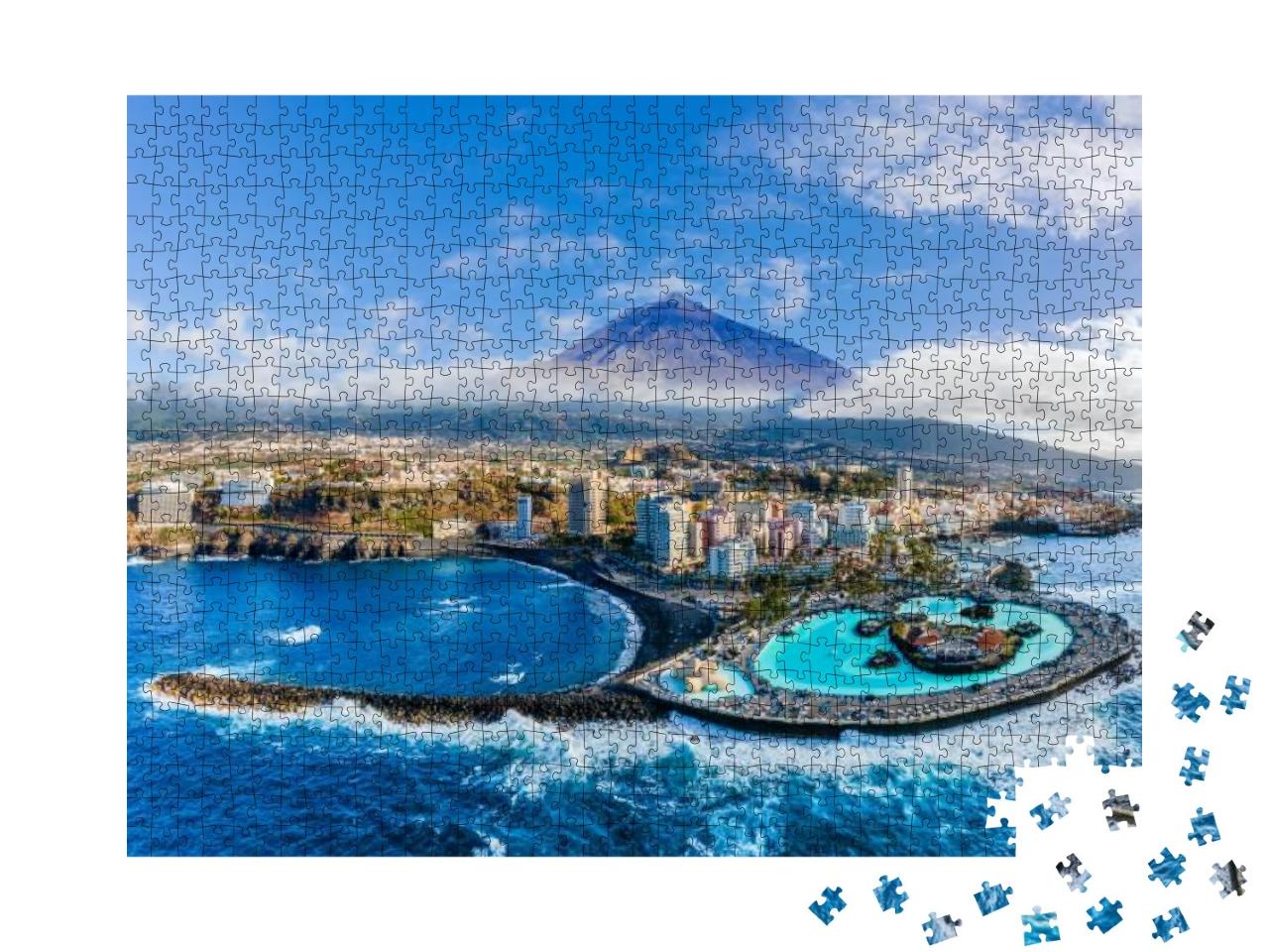 Aerial View with Puerto De La Cruz, in Background Teide V... Jigsaw Puzzle with 1000 pieces