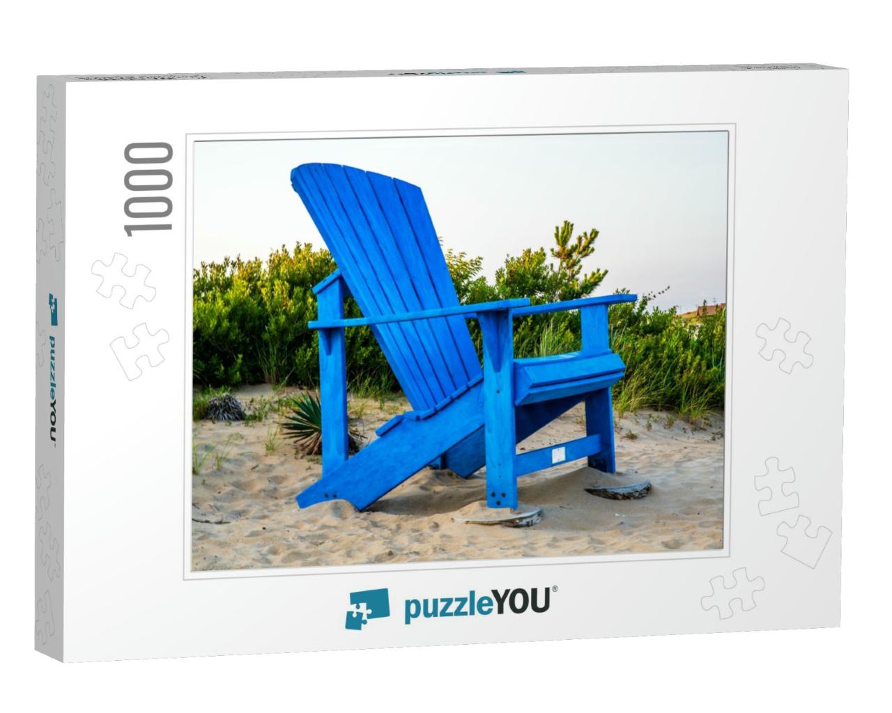 A Giant Blue Adirondack Chair At Sandbridge in Virginia B... Jigsaw Puzzle with 1000 pieces