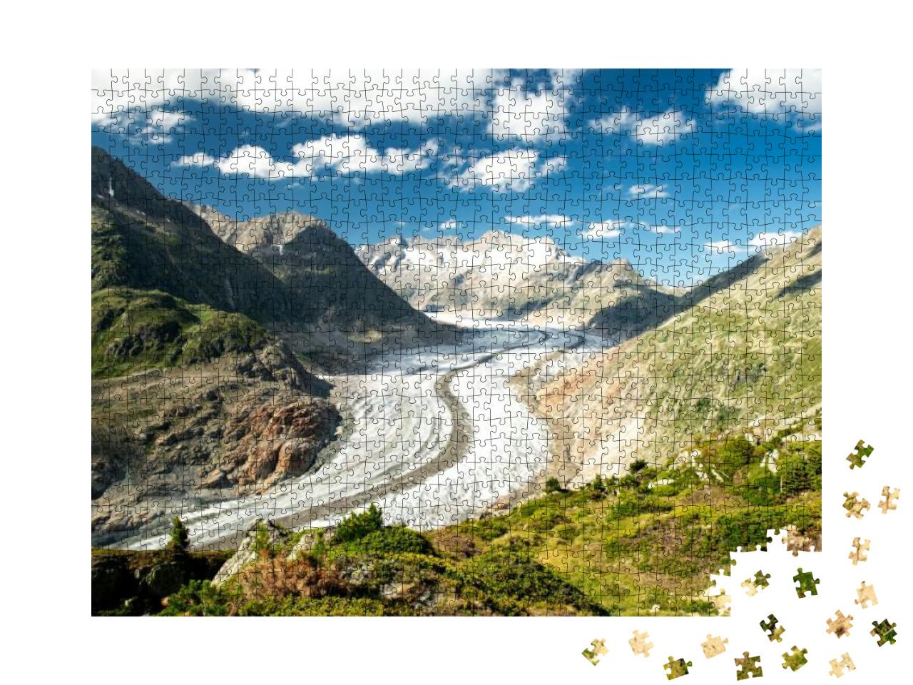 Scenic View on Great Aletsch Glacier in Switzerland with... Jigsaw Puzzle with 1000 pieces
