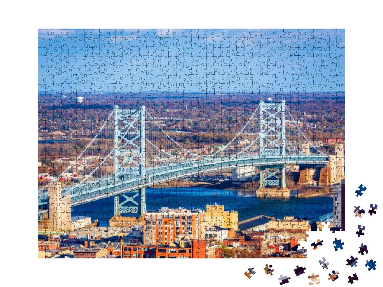 Benjamin Franklin Bridge Spanning the Delaware River from... Jigsaw Puzzle with 1000 pieces