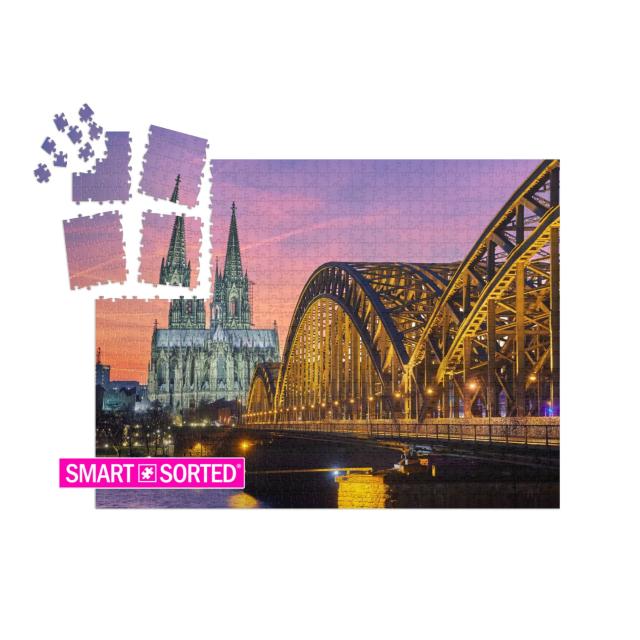 Cologne Cathedral & Hohenzollern Bridge At Sunset / Night... | SMART SORTED® | Jigsaw Puzzle with 1000 pieces