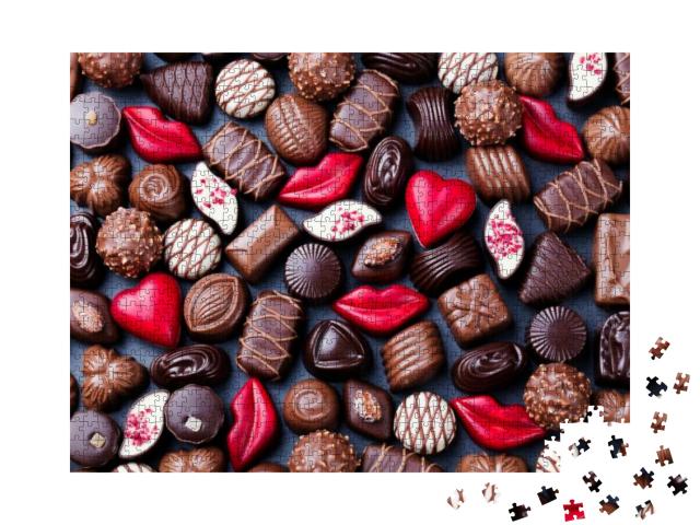 Assortment of Fine Chocolate Candies, White, Dark & Milk... Jigsaw Puzzle with 1000 pieces