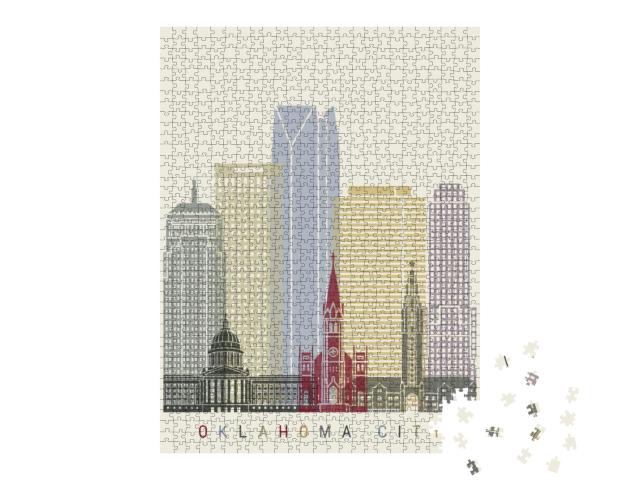 Oklahoma City Skyline Poster in Editable Vector File... Jigsaw Puzzle with 1000 pieces