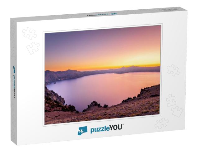 Sunset At Crater Lake National Park... Jigsaw Puzzle