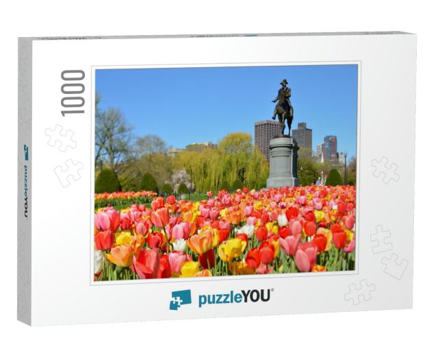 Boston Public Garden. George Washington Statue Surrounded... Jigsaw Puzzle with 1000 pieces