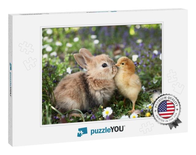 Best Friends Bunny Rabbit & Chick Are Kissing... Jigsaw Puzzle