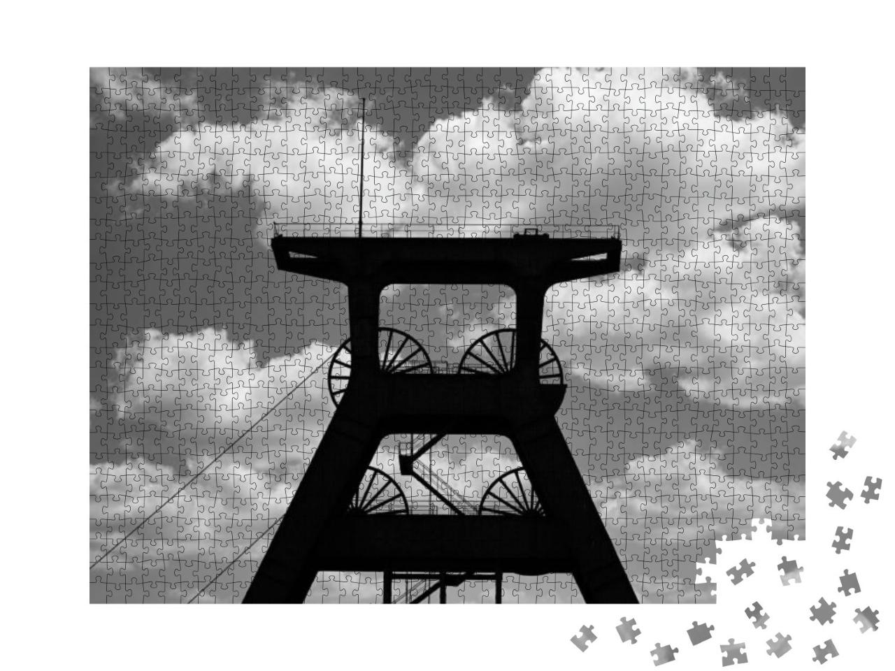 The Silhouette of an Old Colliery Tower in the Ruhr Area... Jigsaw Puzzle with 1000 pieces