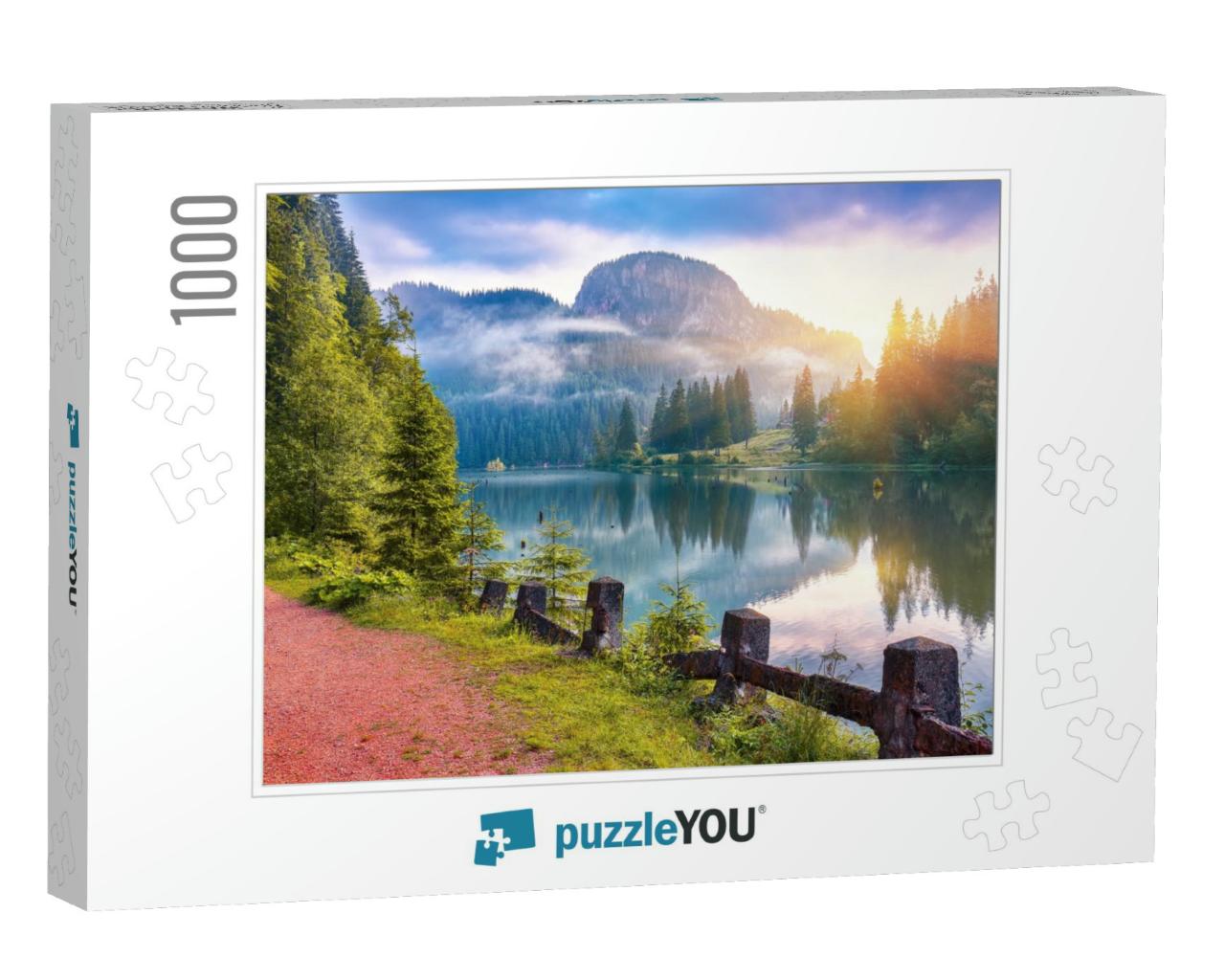 Majestic Summer View of Mountain Lake Lacul Rosu or Red L... Jigsaw Puzzle with 1000 pieces