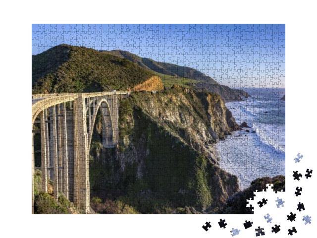 View from the Bixby Bridge Shore Line Near Big Sur... Jigsaw Puzzle with 1000 pieces