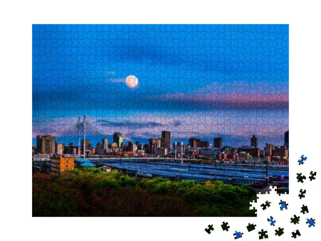 Long Exposure Shot of Johannesburg City Skyline & Nelson... Jigsaw Puzzle with 1000 pieces