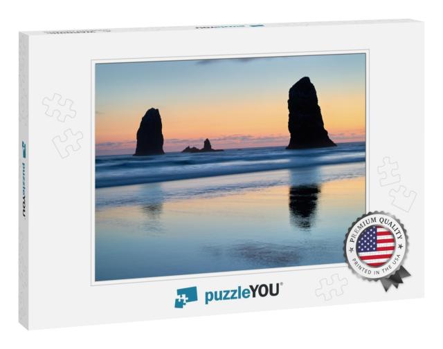 The Needles & Surf Cannon Beach. Sunset At the Needles in... Jigsaw Puzzle