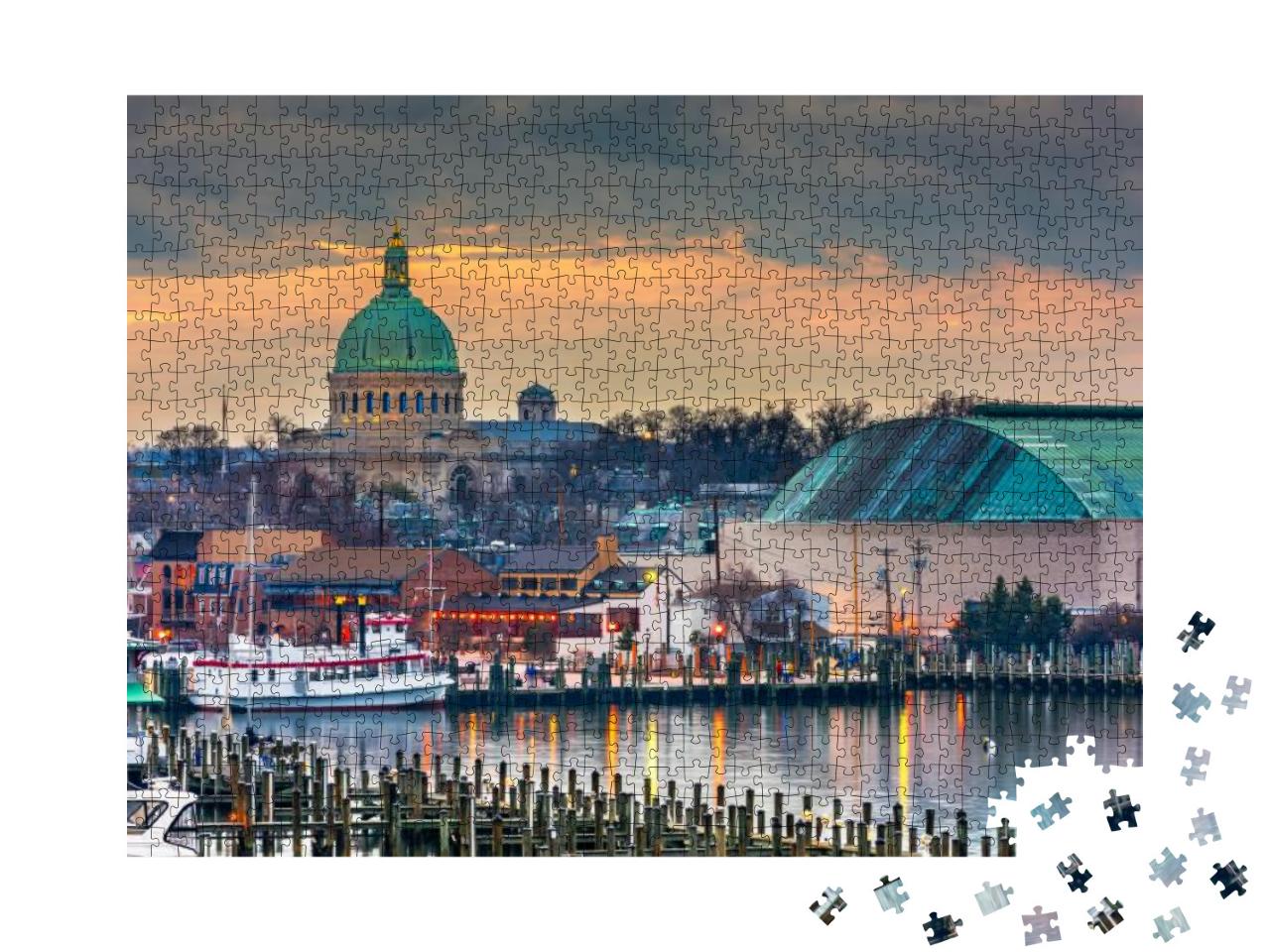 Annapolis, Maryland, USA Town Skyline At Chesapeake Bay wi... Jigsaw Puzzle with 1000 pieces