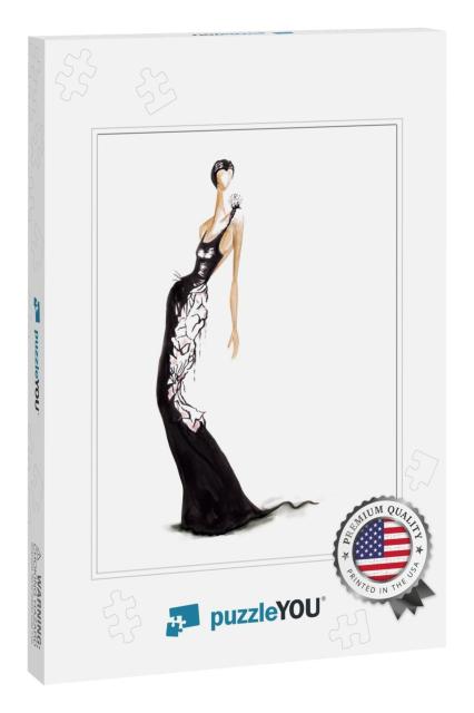 Young Woman Wearing Long Evening Dress, Bride. Wat... Jigsaw Puzzle