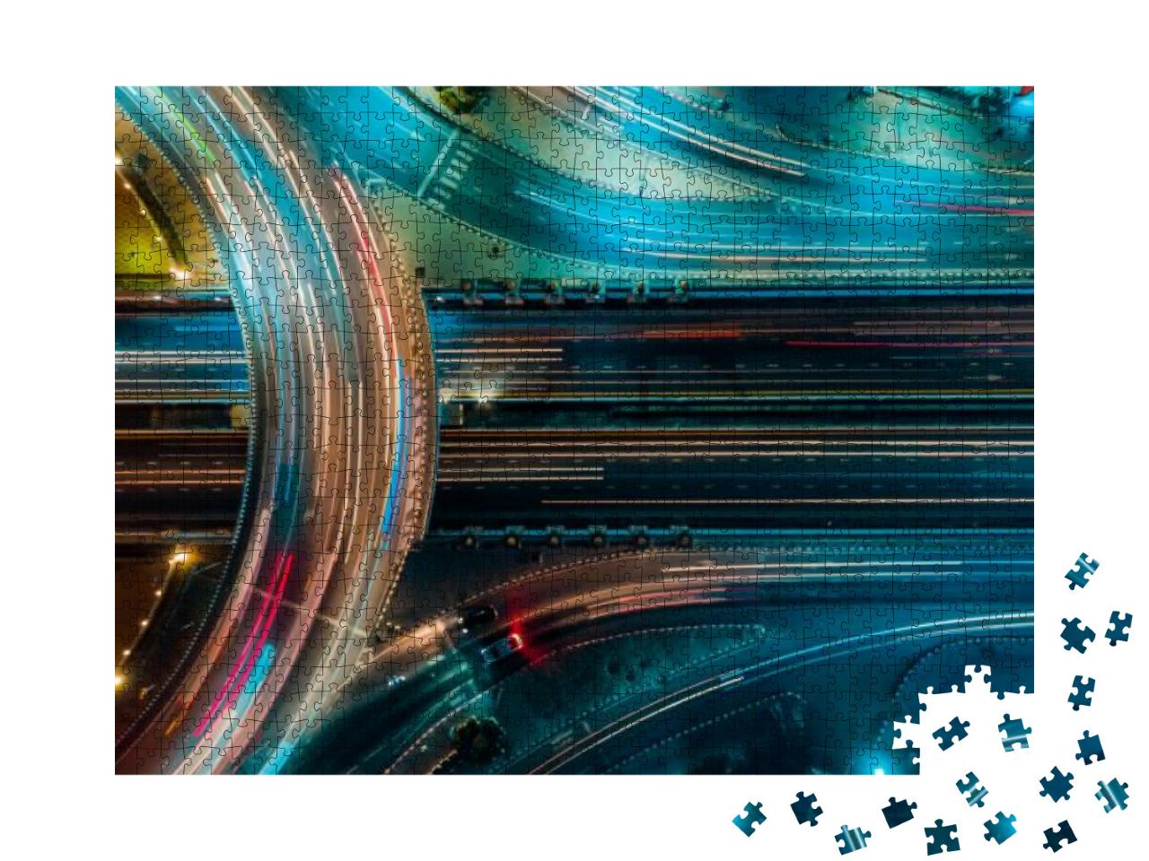 Expressway Top View, Road Traffic an Important Infrastruc... Jigsaw Puzzle with 1000 pieces