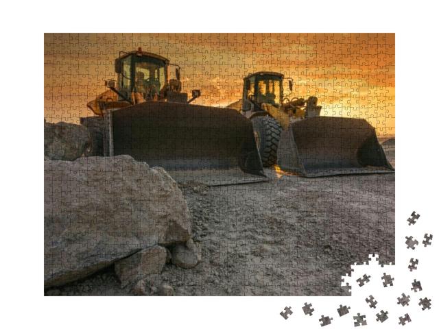Two Excavators Removing Stone in the Construction Works o... Jigsaw Puzzle with 1000 pieces