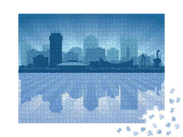 Wichita Kansas City Skyline Vector Silhouette Illustratio... Jigsaw Puzzle with 1000 pieces