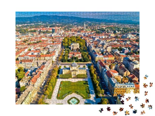 Zagreb Historic City Center Aerial View, Famous Landmarks... Jigsaw Puzzle with 1000 pieces