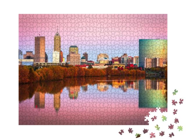 Indianapolis, Indiana, USA Skyline on the White River At D... Jigsaw Puzzle with 1000 pieces