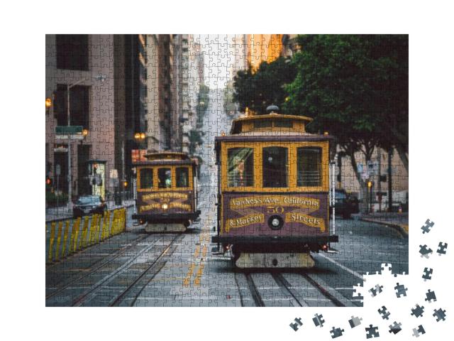 Classic Panorama View of Historic San Francisco Cable Car... Jigsaw Puzzle with 1000 pieces