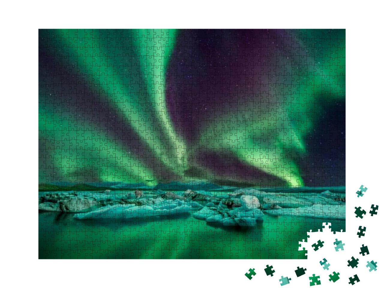 A Wonderful Night with Kp 5 Northern Lights Flying Over t... Jigsaw Puzzle with 1000 pieces
