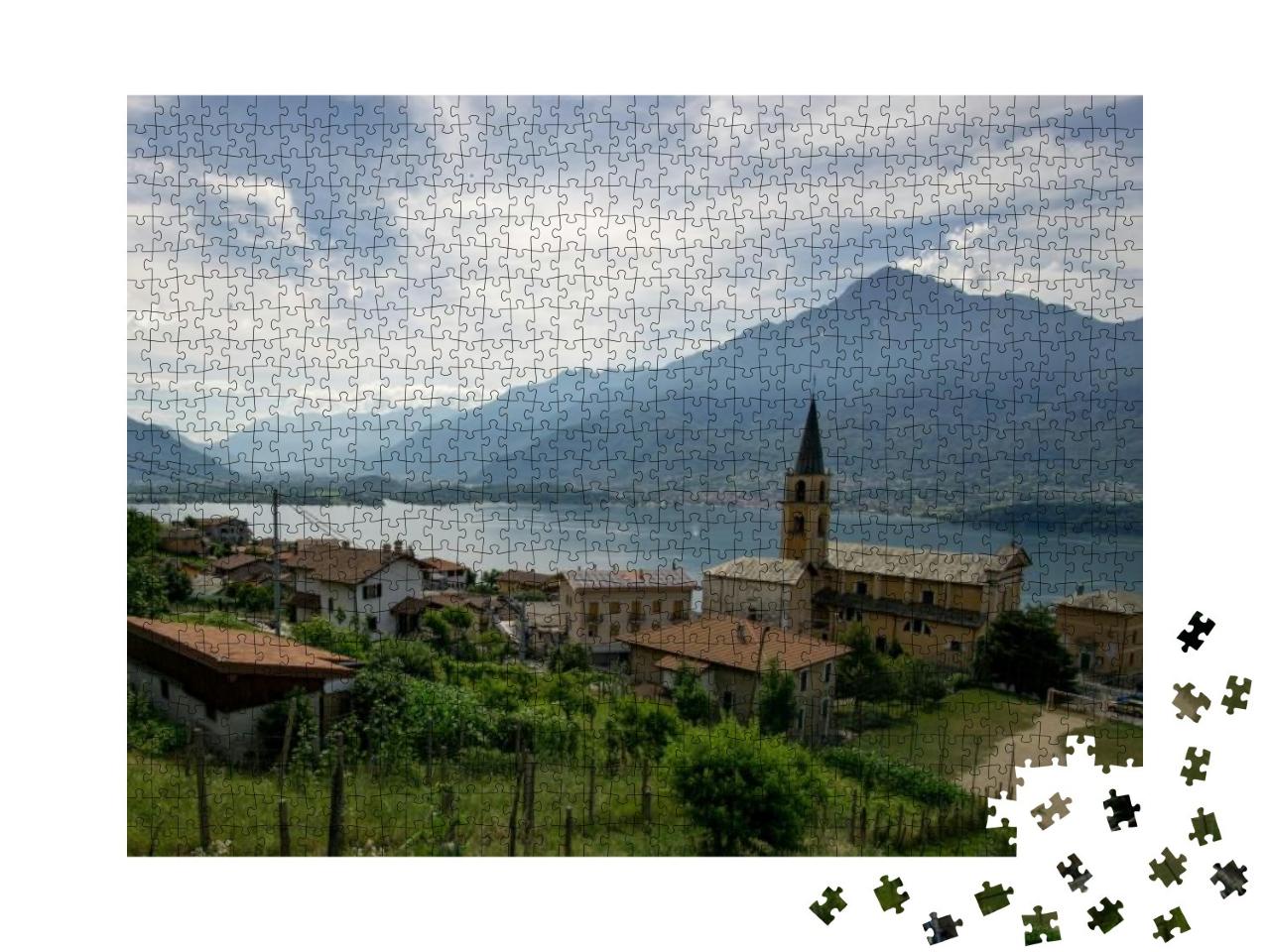 Comer Sea, Italy Lombardy with Mountains & Clouds... Jigsaw Puzzle with 1000 pieces