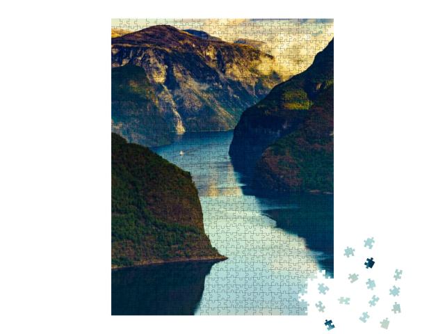 Amazing Dramatic View of the Fjords & Mountains. Aurlands... Jigsaw Puzzle with 1000 pieces