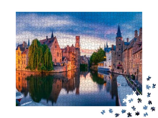 Sunset Panorama of Center of Brugge, Often Referred to as... Jigsaw Puzzle with 1000 pieces