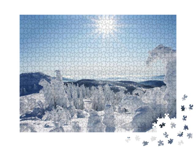 Sunny Winter Day in Bavarian Forest, Copy Space... Jigsaw Puzzle with 1000 pieces