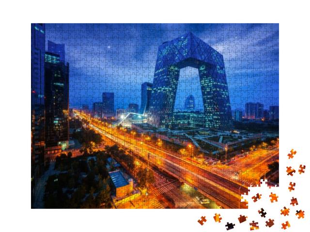 Night Cityscape with Building & Road in Beijing City, Chi... Jigsaw Puzzle with 1000 pieces